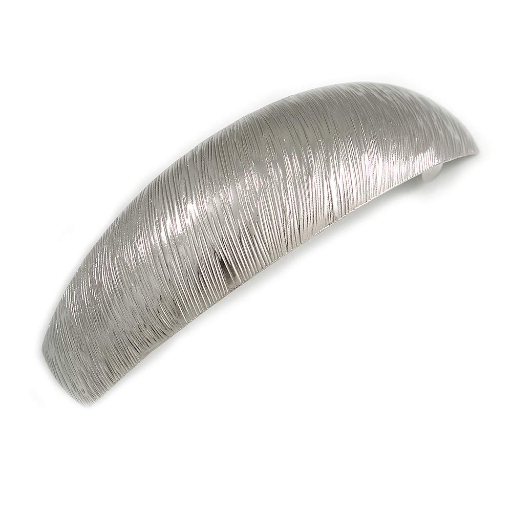 Gunmetal Tone Scratched Large Barrette Hair Clip Grip - 90mm Across