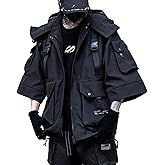 XYXIONGMAO Men's Gothic Streetwear Windbreaker Techwear Functional Cyberpunk Jacket Hooded Tactical Zipper Bomber Jackets