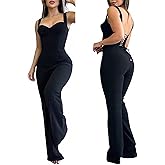 CHICME Jumpsuits for Women Dressy Bandeau Thick Strap Casual Jumpsuit Backless Lace-up Party Holiday Overalls