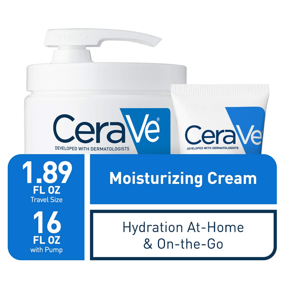 CeraVe Moisturizing Cream Combo Pack | Contains 16 Ounce with Pump and 1.89 Ounce Travel Size | Fragrance Free: Beauty