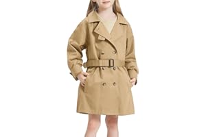 Handfrog Girls Jacket Classic Double Breasted Tie Knot Long Sleeve Kids Trench Coats 2024 Spring Fashion Clothes Outwear