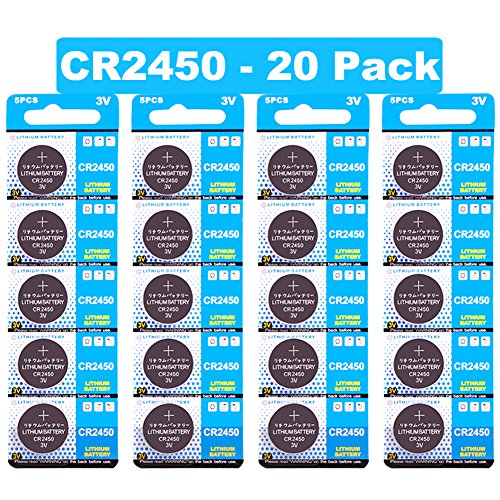 JOOBEF CR2450 Lithium 3V Battery, Electronic Coin Cell Button for Toys Calculators Watches (20 Pcs)