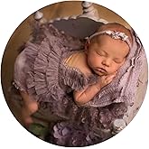Orraphtstu Newborn Photography Lace Romper Props Baby Girl Photo Posing Outfits with Headband for Photoshoot