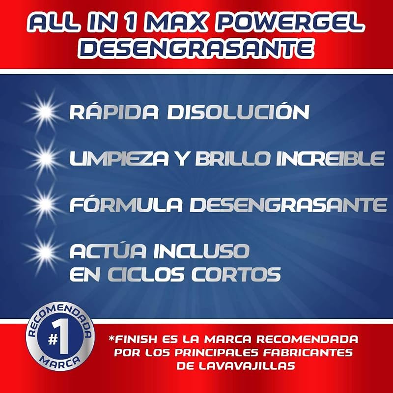 All in 1 Max Power Gel lavavajillas - brillo y protección - 70 lavados