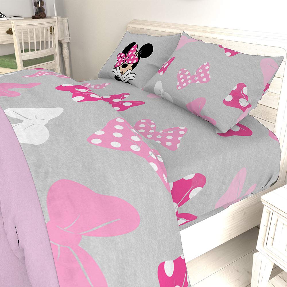 Jay Franco Disney Minnie Mouse Faces 7 Piece Full Bed Set - Includes Comforter & Sheet Set Bedding - Super Soft Fade Resistant Microfiber - (Official Dinsey Product)