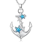 Cuoka Anchor Necklace Sterling Silver Anchor Pendant Marine Sailor Navy Necklace Nautical Jewelry Inspirational Jewelry for Women