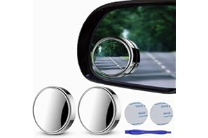 MARLBSTON 2 pcs Blind Spot Mirrors, 2" Round HD Glass Convex 360° Wide Angle Side Rear View Mirror with ABS Housing for Cars SUV and Trucks, Silver, Pack of 2