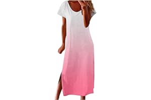 Tupenty Maxi Dresses for Women,2024 Spring Summer Trendy Striped Print Beach Sundress,Casual V Neck Color Block Long Dress