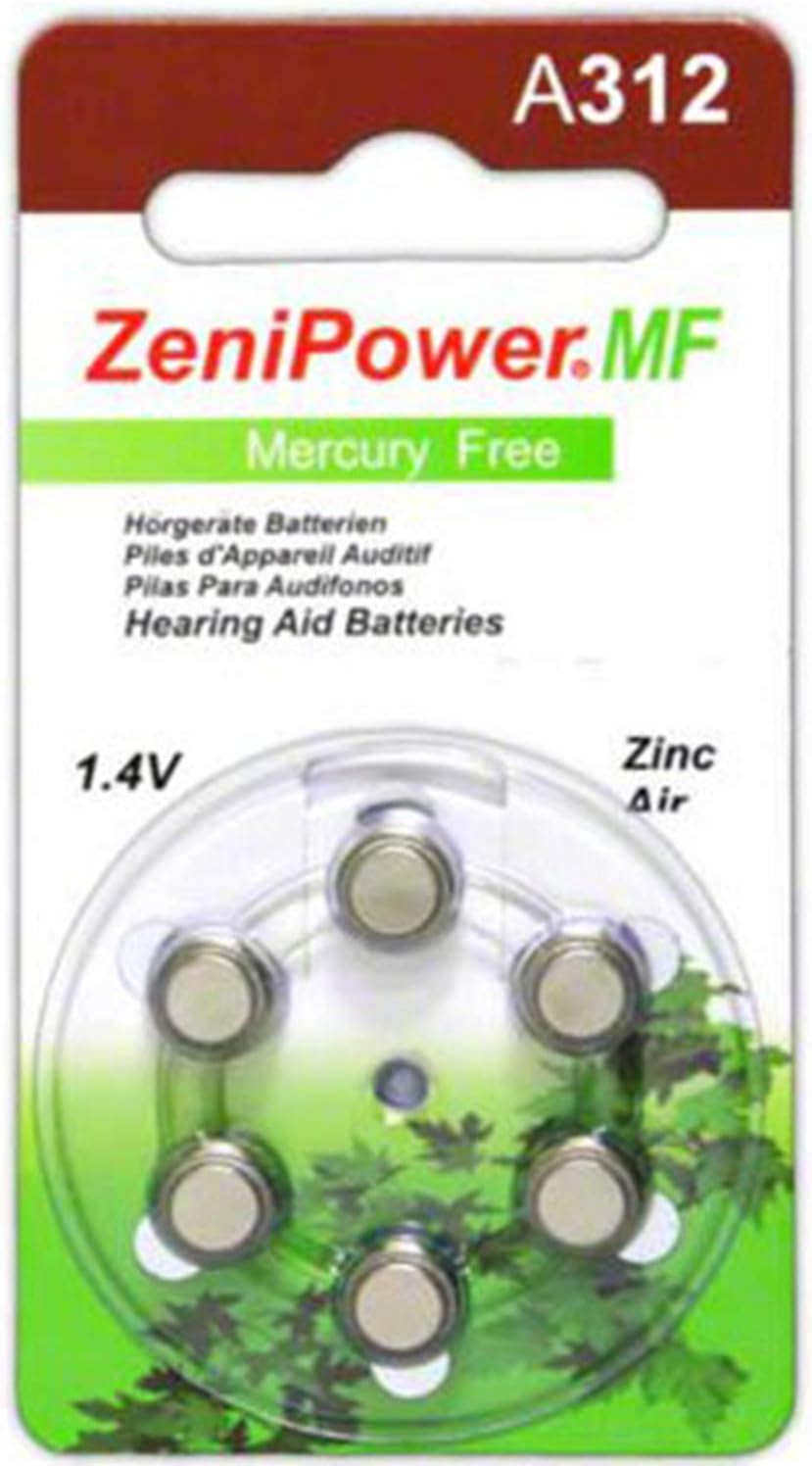 Zenipower Zinc-Air Hearing Aid Battery Size 312 (60 Batteries): Health & Personal Care