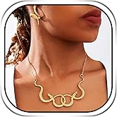 JAKAWIN Snake Necklace and Earrings Set Gold Costume Jewelry Set for Women