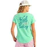 HUK Womens Short Sleeve V-Neck Tee, Fishing T-Shirt for Women