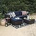 PHI VILLA 3 Piece New Outdoor Furniture Sectional Sofa Patio Set with Upgrade Rattan Wicker, Navy Blue
