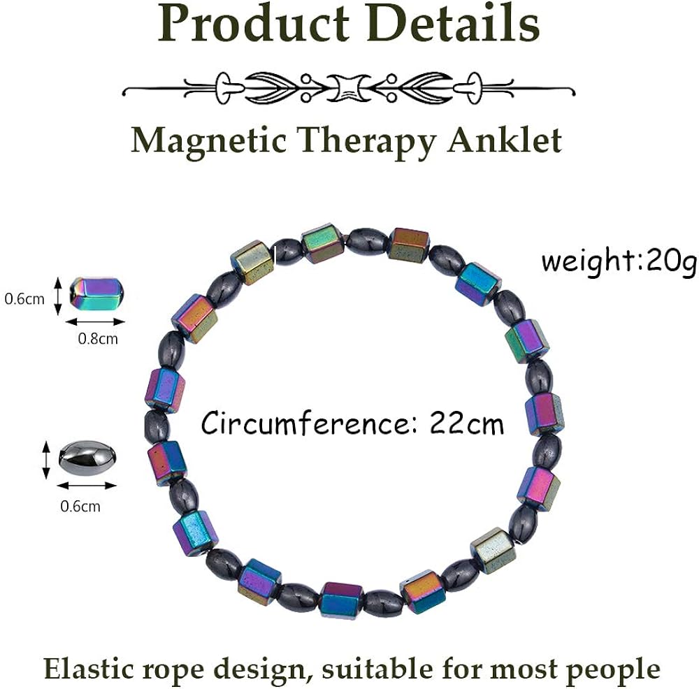 SOOWOOT 2 PCS Magnetic Therapy Anklet Set - Energy Healing Anklet Relief Pain Hematite Anklet Set for Men Women Sports Related Therapy: Clothing