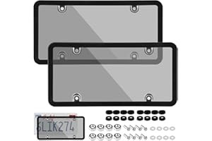 Wanheart 2 Pack Clear License Plate Covers Frames – Black Rust-Proof Car License Plate Protector with Screws & Caps, Anti-Scratch, Weather-Resistant, Universal Fit for US Cars (A)