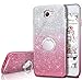 Silverback for Galaxy J7 Perx Case,Galaxy J7 V / J7 Sky Pro/Halo Case with 360 Rotating Ring Stand, Girls Cute Bling Glitter Protective Case Cover for Samsung Galaxy j7 2017 -Pink