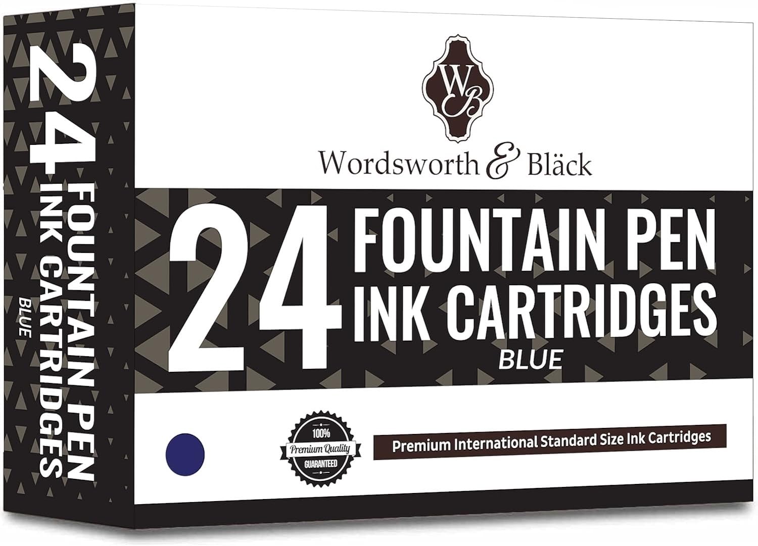 Wordsworth & Black 24 Pack Fountain Pen Ink Refills - Set of 24 Blue Ink Cartridges - International Standard Size - Length APPR 2.3" - Base Diameter APPR 0.24" - Disposable and Generic
