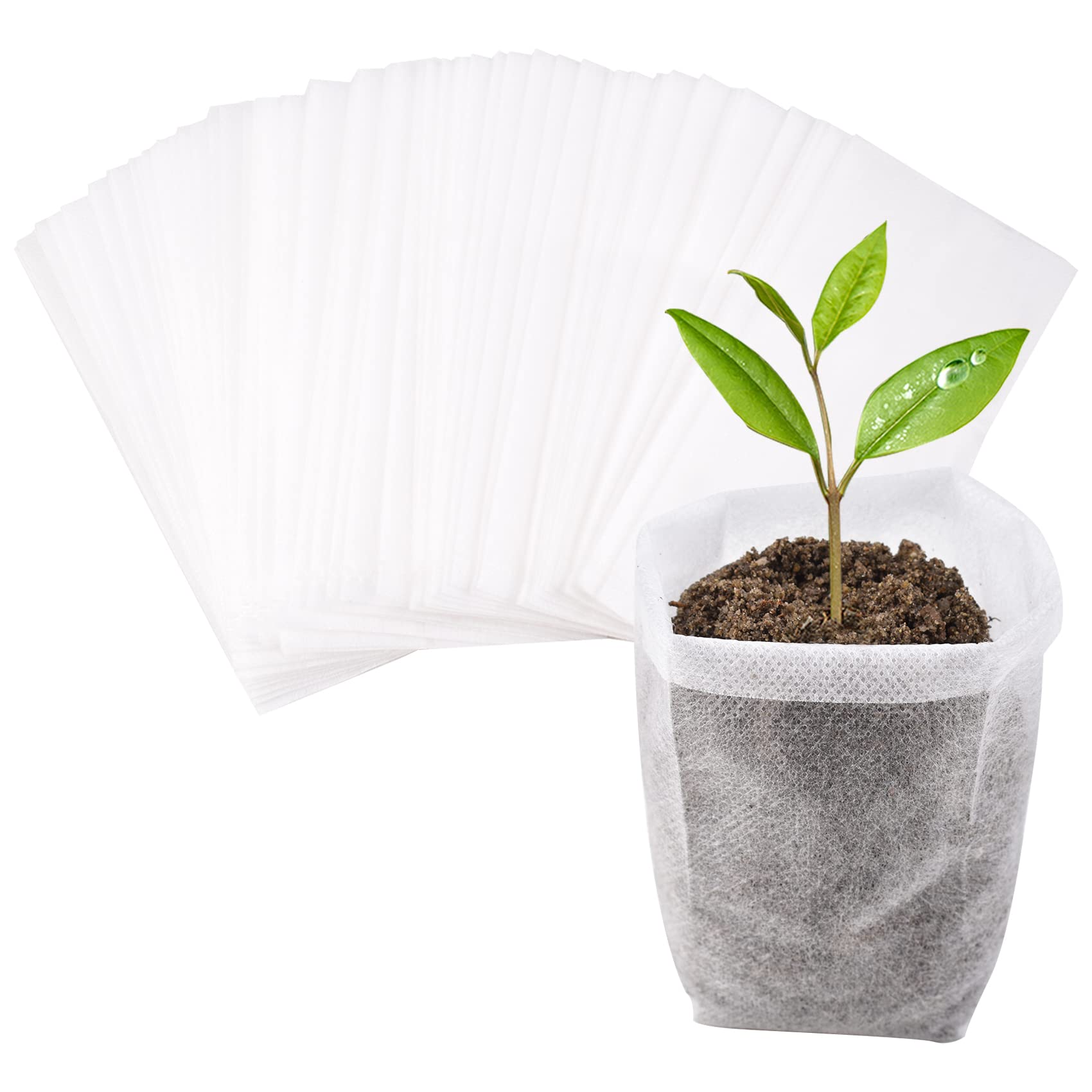 Cuayaes 50 Pcs Plant Grow Bags, Non-woven Seedling Pots Fabric Plant Pots, Garden Supplies for Vegetables Flowers Seed Growth (20x20cm)