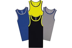 Buyless Fashion Boys Scoop Neck Tagless Undershirts Soft Cotton Tank Top (4 Pack)