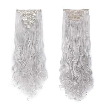 Buy Lady Fashion Mall 24 Curly Silver Grey 8pcs Clip In Hair