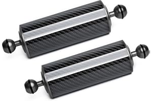 LetonPower Black 8" Carbon Fiber Underwater Float Arm (2-Pack) - Ultralight Dual 1" Ball Buoyancy System for Diving Tray Video Lights & Strobes