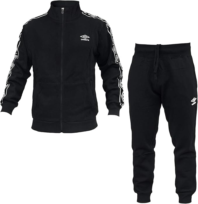 Umbro Men's Tracksuit Cotton Fleece Zip 4 Colours Art.115B (Black White