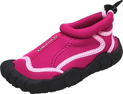 Kinder Strandschuhe | Badeschuhe | Surfschuhe aus Neopren für Mädchen oder Jungen | Rutschfeste Gummisohle | Fuchsia | Größe 