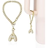 LUHOHI Cup Charms for Stanley Handle- Bubble Letter Charms Accessories for Stanley 40 Oz Tumblers Cute Fat Initial Keychain with Diamond Glitter Jewelry Personalized Water Bottle Decorations M