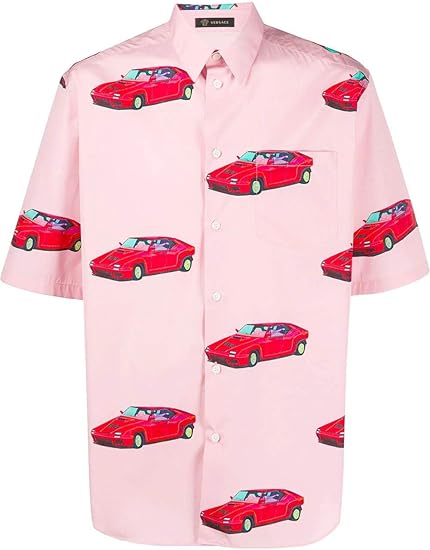 Amazon ラグジュアリーファッション Versace メンズ Aaa7237 ピンク コットン シャツ Ss21 シャツ 通販