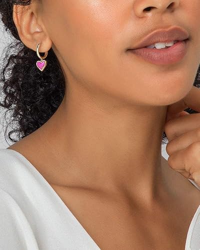 Kendra Scott Ari Heart Huggie Earrings in Gold Iridescent Drusy in