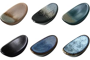 Veemoon 6pcs Japanese Style Ceramic Chopsticks Rests Set, Delicate Tableware Holders for Home Random Style