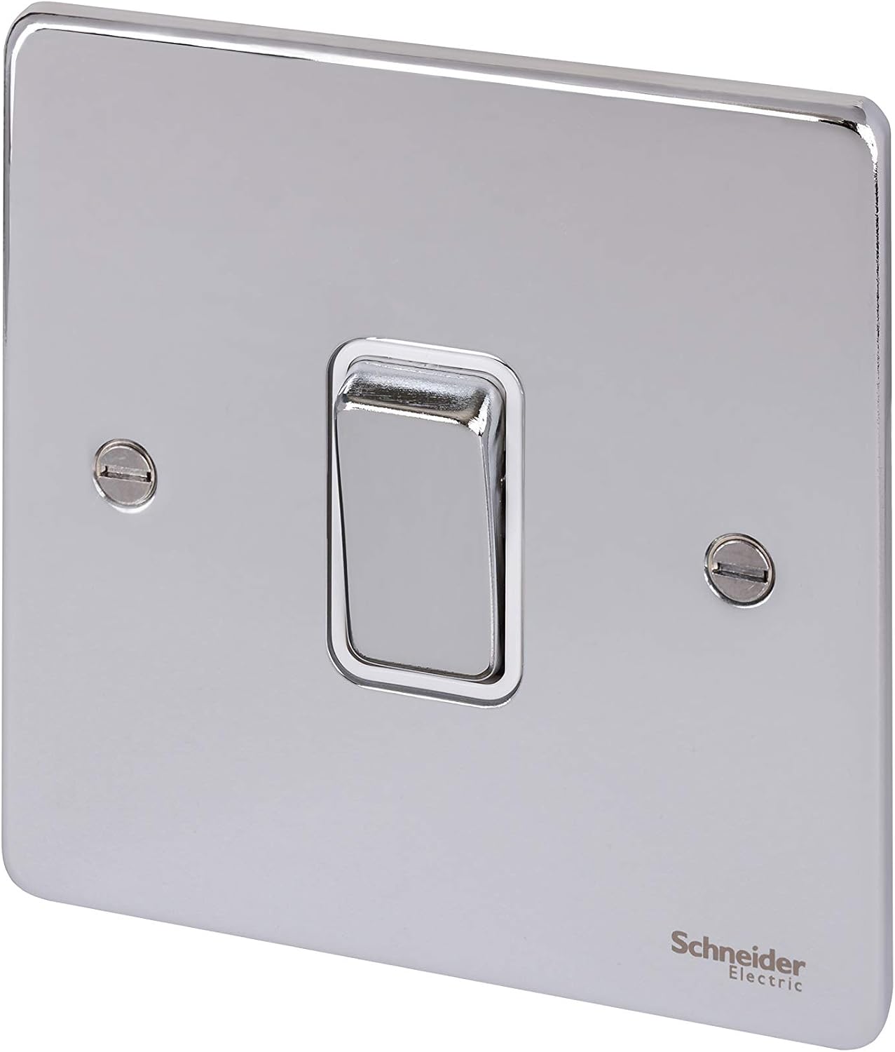 Schneider Electric Ultimate Low Profile - Single 2 Way Light Switch, GU1512WPC, Polished Chrome with White Insert - Image 3