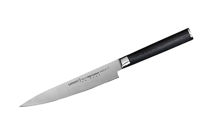 Samura MO-V Profi Allzweckmesser Ultra-scharf, groß, aus japanisch AUS 8 Edelstahl, 15,2 cm Klinge, mit G10 Handgriff aus Car