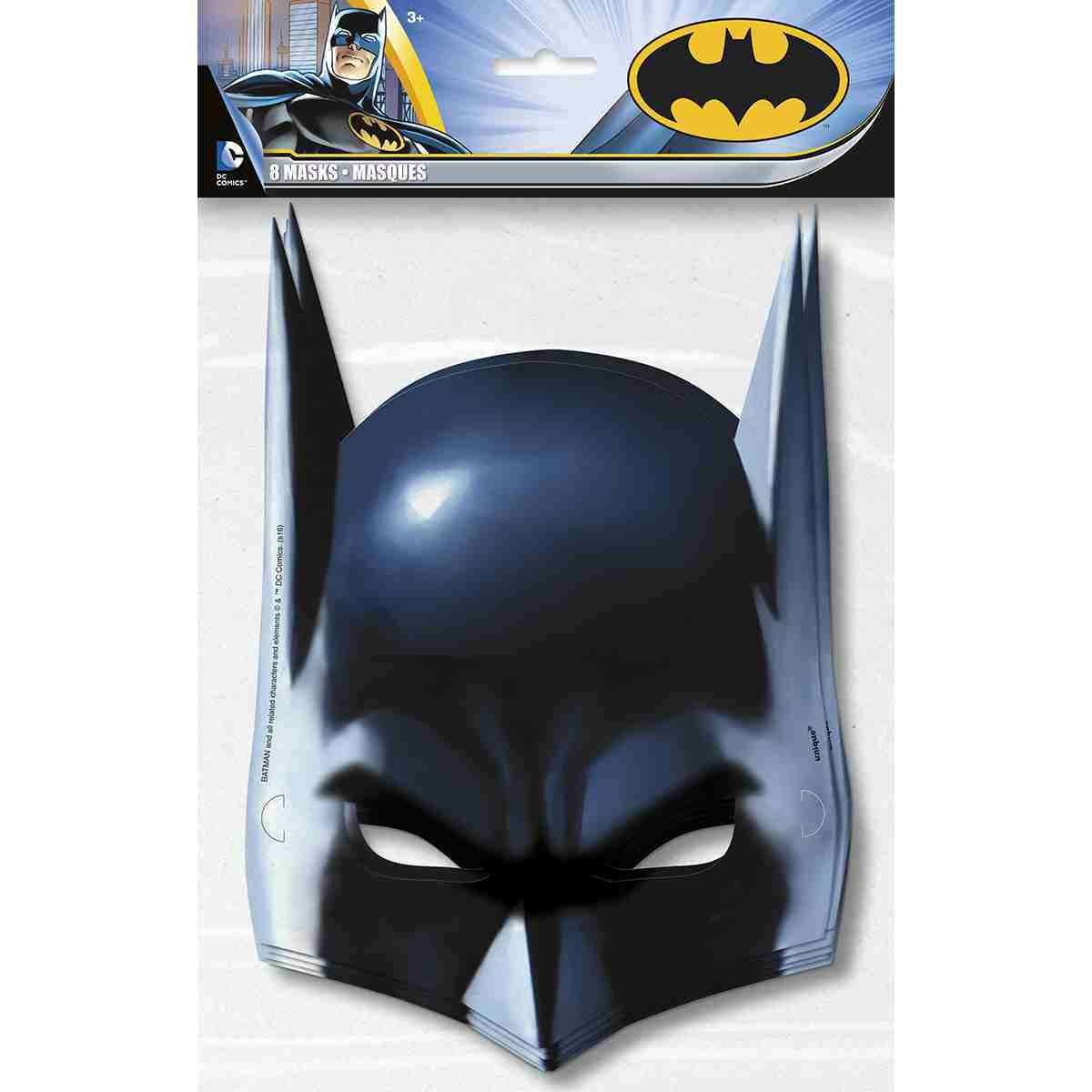 Batman Party paper Half Masks - Pack of 8 - Black Superhero Theme, Perfect for Kids' Birthdays and Events