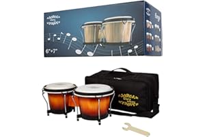 GLORY ESTD. 1962 Glory Bongo Drums 6” and 7” Wood Percussion Instrument Bongos with bag and tuning Key,Orange Color