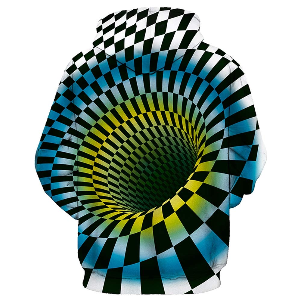 3d swirl checked print pullover hoodie