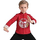 Pukdaswr Boy Tang Suit Retro Long Sleeve Shirt Chinese New Year outfit Chinese Traditional Clothes for Kids Jackets Coat