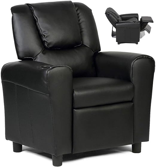 kids black leather chair