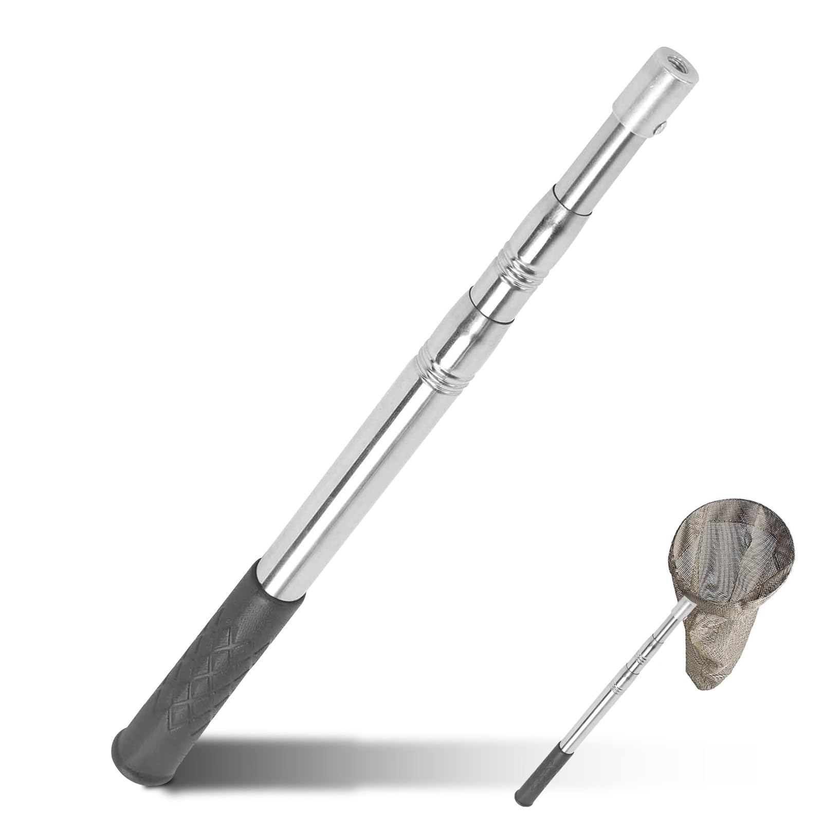 Agatige 39-70 cm Retractable Telescopic Fishing Pole, Stainless Steel Fishing Net Rod Fishing Gaffs Pole Rod with 8mm Screw for Fishing Hook Harpoon