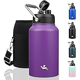 Konokyo Jug with Handle,87 oz Insulated Water Bottle with Carrying Pouch, Double Wall Vacuum Stainless Steel Metal Bottle,Purple
