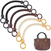 PH PandaHall 6PCS Wooden Beaded Bag Handles, 3 Colors Nylon Purse Straps Rustic Bag Handle Replacement U-Shape Purse Handles for Bag Making Shoulder Bag Handbag DIY Crochet Bag, 12.9inch