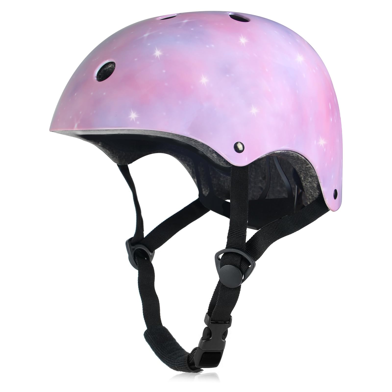 Kids Girls Toddler Bike Helmet, Adjustable Skateboard Helmet for Little Kids Youth, Protective Helmets for Bicycle Scooter Inline Roller Skating Cycling (Starry Pink, Small)