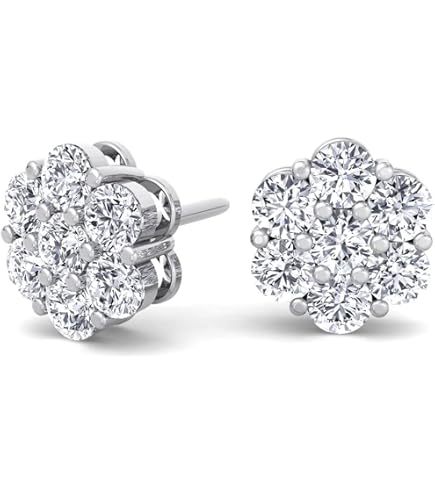 Amazon.com: Flower Cluster Brilliant White Gold Plated 925
