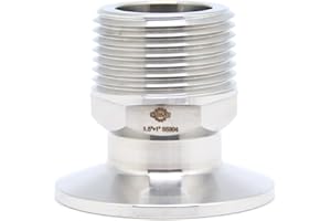 QiiMii 1.5" Tri Clamp Adapter to 1" MNPT Thread Ferrule Hexagonal Sanitary Pipe Fitting