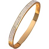 Gold Bracelet For Women, Love, Friendship, 18k Gold-Plated Bangle Bracelet, Zirconia Crystals, Premium Quality All New Stackable Bangle Jewelry