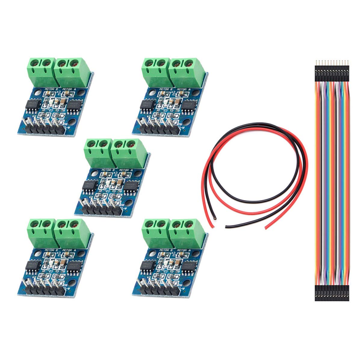 Youmile 5PCS L9110S DC Stepper Motor Driver Controller Board 2.5-12V H-Bridge For Arduino With Dupont Cable Male to Female 30 PIN,28AWG Wire