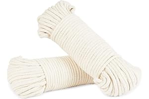 Okuna Outpost White Cotton Clothesline Cord, Laundry Line (0.19 in, 100 Feet, 2 Pack)