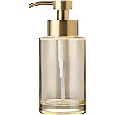 Enra Thick Glass Soap Dispenser with Stainless Steel Pump,12oz Gold Bathroom Hand Liquid Soap Dispensers,Lotion Dispenser,Soap Dispenser for Bathroom,Kitchen