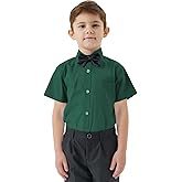 2T-16Y Boys' Short Sleeve Button Down Toddler Dress Shirt Oxford Uniform Shirt with Chest Pocket