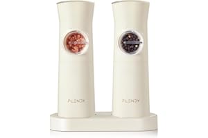 Flendy Gravity Electric Salt and Pepper Grinder Set Rechargeable, Automatic Salt and Pepper Grinder Set with USB C Charging Base, Gravity Salt and Pepper Shakers Set Electric