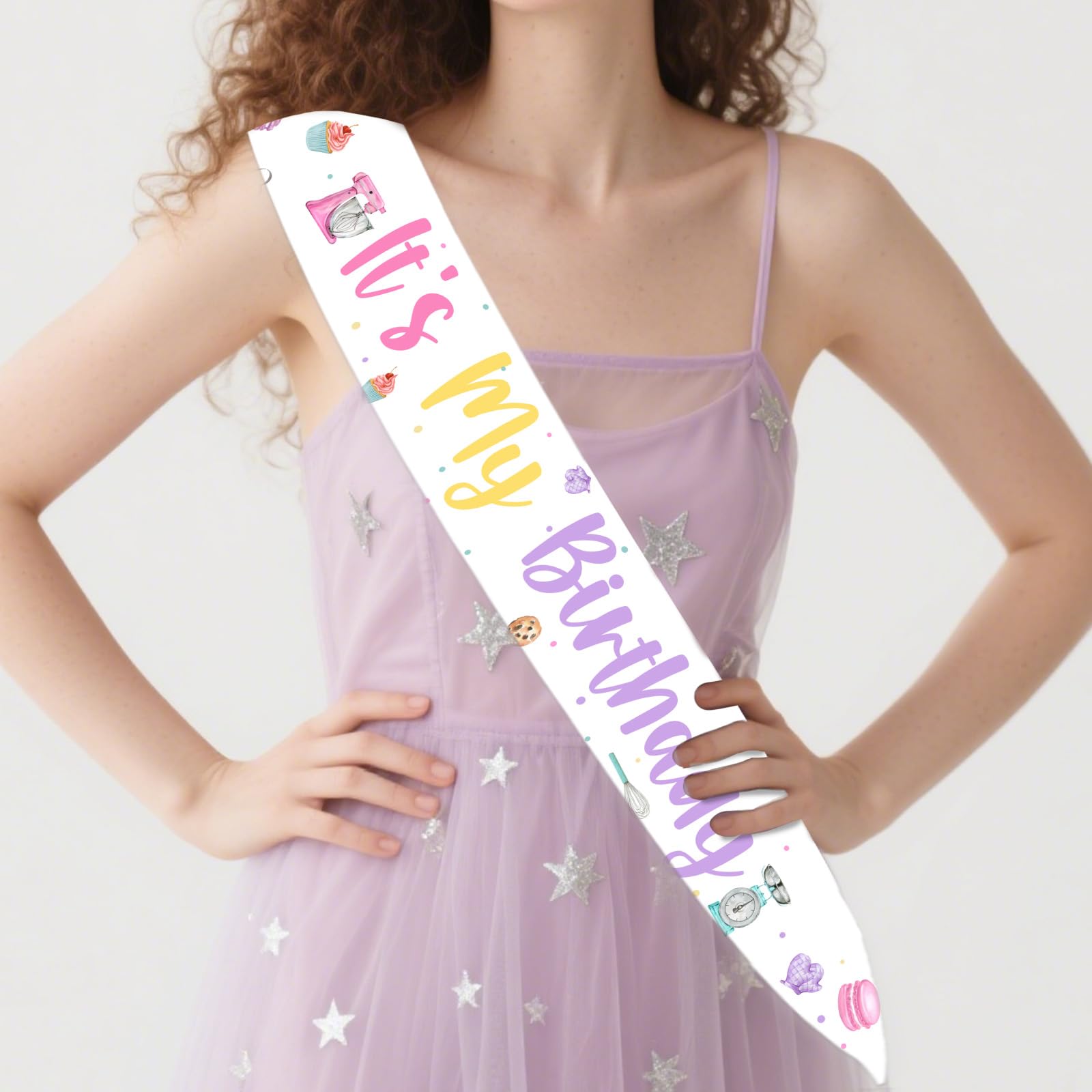 Diartpaint Baking Theme It's My Birthday Sash for Birthday Party Favors Bakery Party Favor Sash for Girls Little Bakers Happy Birthday Sashes Sweets Bday Party Supplies Photo Props